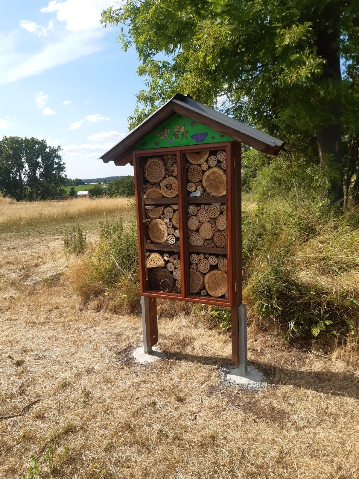 Unser Insektenhotel: Neuer Standort nach Generalüberholung